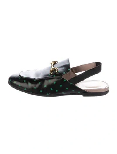 Pre-owned Gucci Babies' Leather All Over Print Flats In Black