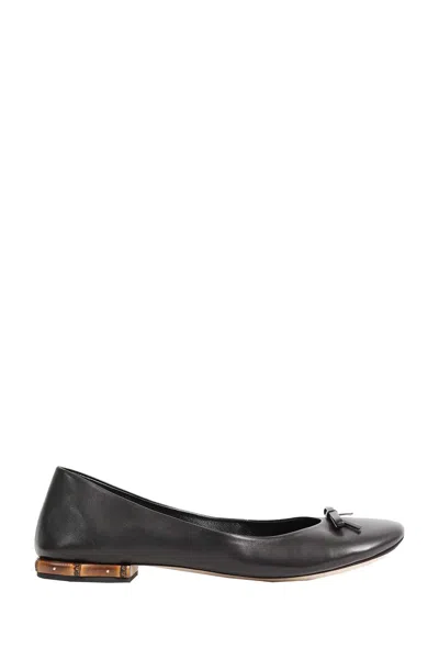 Gucci Leather And Bamboo Ballerinas In Black