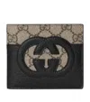 GUCCI LEATHER AND CANVAS INTERLOCKING G WALLET