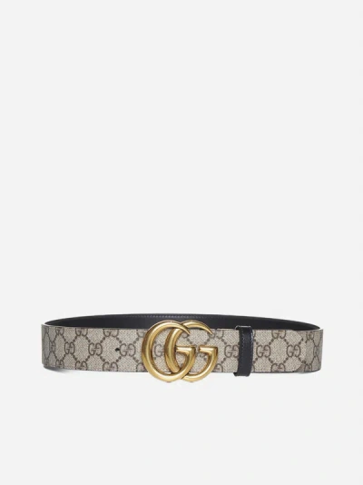 Gucci Leather And Gg Fabric Reversible Belt