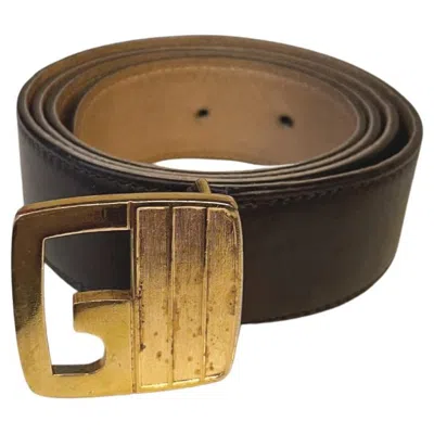 Pre-owned Gucci Leather And Gold Metal Belt, Original Brand In Brown
