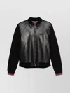 Gucci Black Bomber Jacket With Front Logo In Nappa Leather And Mesh Man