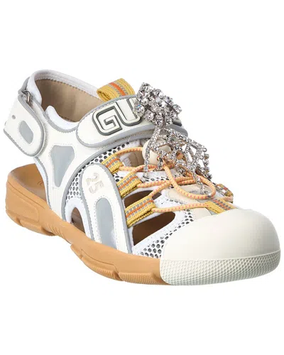 GUCCI GUCCI LEATHER & MESH SANDAL