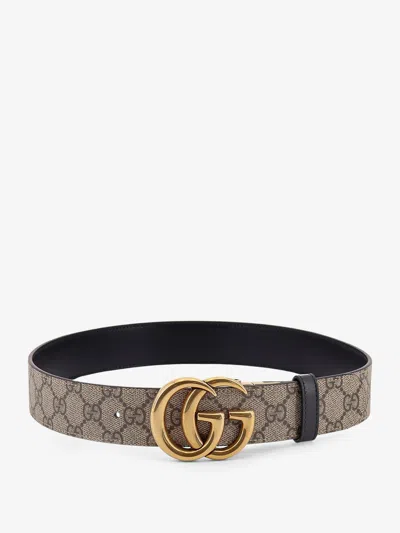 Gucci Leather And Supreme Gg Fabric Reversible Belt In Black