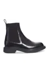 Gucci Black Leather Ankle Boot With Web Detail Men In Black