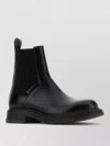 Gucci Leather Ankle Boots Block Heel Pull Tab In Black