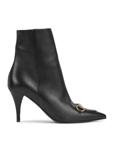 GUCCI LEATHER ANKLE BOOTS WITH HORSEPIECE