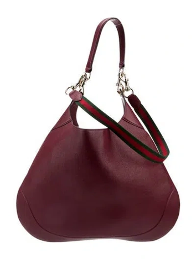 Pre-owned Gucci Leather B Bag W/ Pouch Large 2025 In Burgundy