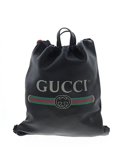 Pre-owned Gucci Leather Backpack In Black