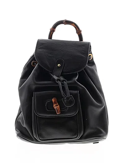 Pre-owned Gucci Leather Backpack In Black