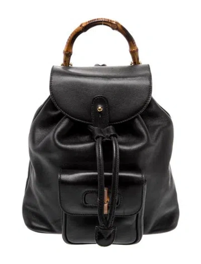 Pre-owned Gucci Leather Backpack In Black