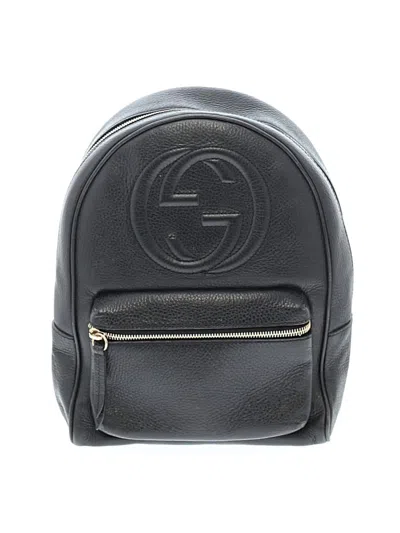 Pre-owned Gucci Leather Backpack In Black