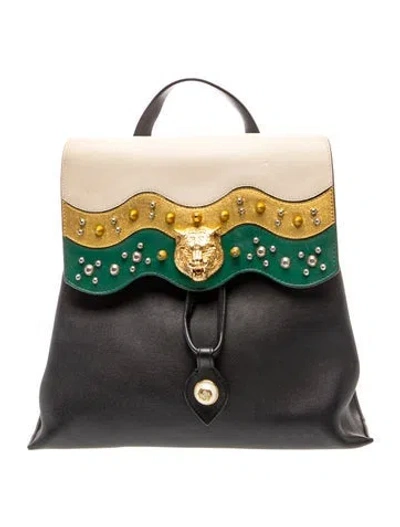 Pre-owned Gucci Leather Backpack In Black
