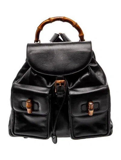 Pre-owned Gucci Leather Backpack In Black