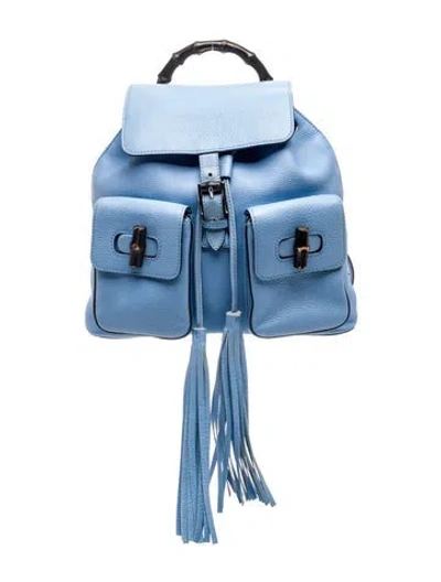 Pre-owned Gucci Leather Backpack Medium In Blue