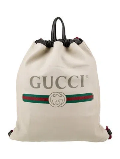 Pre-owned Gucci Leather Backpack In Neutral