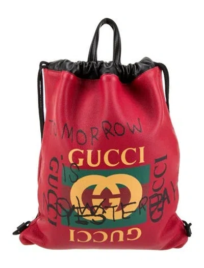 Pre-owned Gucci Leather Backpack In Red