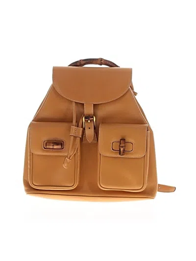 Pre-owned Gucci Leather Backpack In Yellow