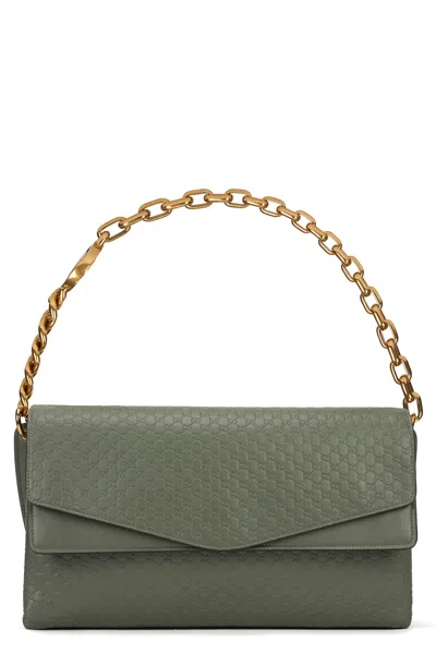 Gucci Leather Bag With Gg Embossed Monogram In Green