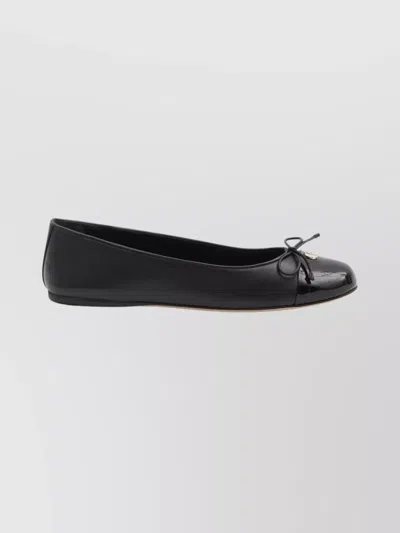 GUCCI LEATHER BALLERINA FLATS BOW ACCENT
