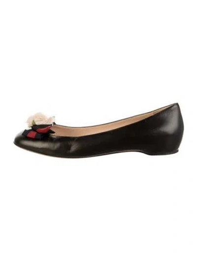 Pre-owned Gucci Leather Ballet Flats In Black