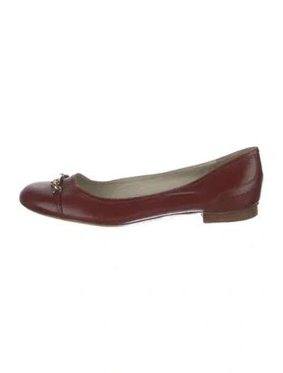 Pre-owned Gucci Leather Ballet Flats In Burgundy