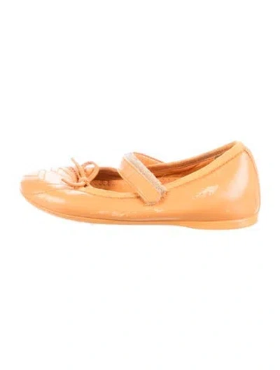 Pre-owned Gucci Kids' Leather Ballet Flats In Orange