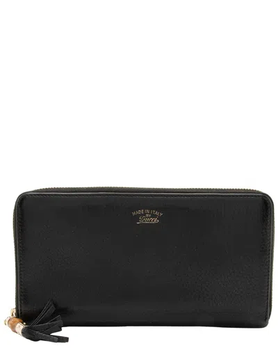 Pre-owned Gucci Leather Bamboo Zip Around Travel Wallet (authentic Pre-loved)