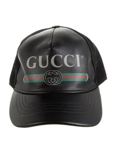 Pre-owned Gucci Leather Baseball Cap In Black