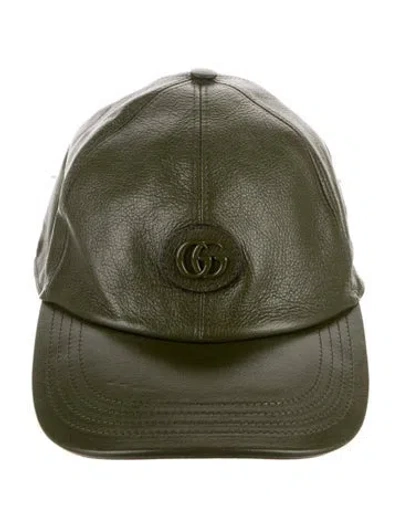 Pre-owned Gucci Leather Baseball Hat In Green