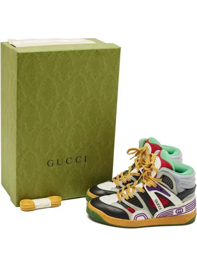 Pre-owned Gucci Leather Basket Sneakers In White