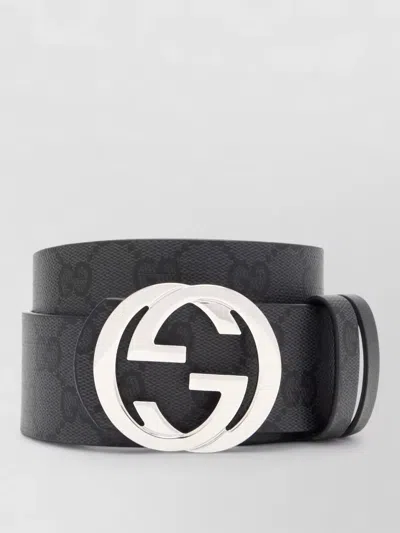 Gucci Leather Belt 40 Mm Adjustable Buckle In Black