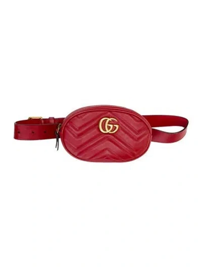 Pre-owned Gucci Leather Belt Bag In Red