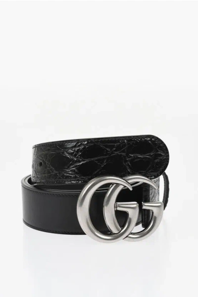 Gucci Leather Belt Belt With Monogram Buckle 40mm In Black