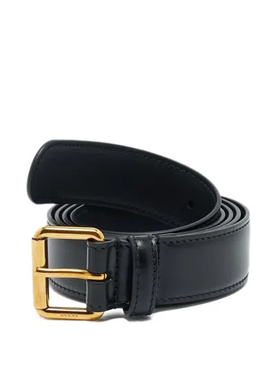 Pre-owned Gucci Leather Belt In Black