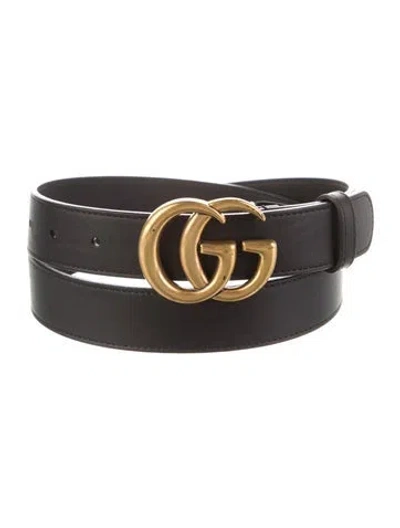 Pre-owned Gucci Leather Belt In Black