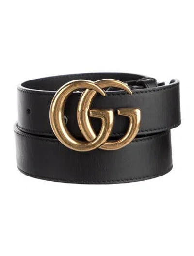 Pre-owned Gucci Leather Belt In Black