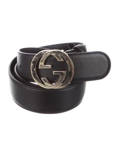 Pre-owned Gucci Leather Belt In Black