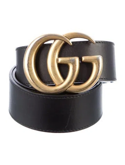 Pre-owned Gucci Leather Belt In Black