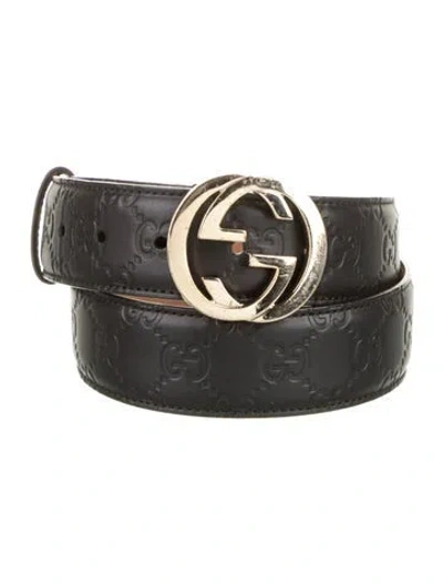 Pre-owned Gucci Leather Belt In Black
