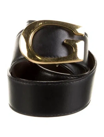 Pre-owned Gucci Leather Belt In Black