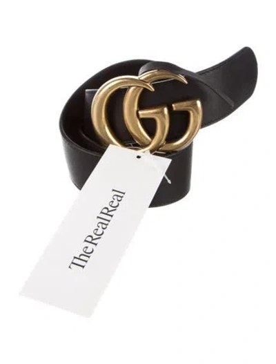 Pre-owned Gucci Leather Belt In Black