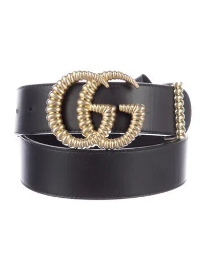 Pre-owned Gucci Leather Belt In Black