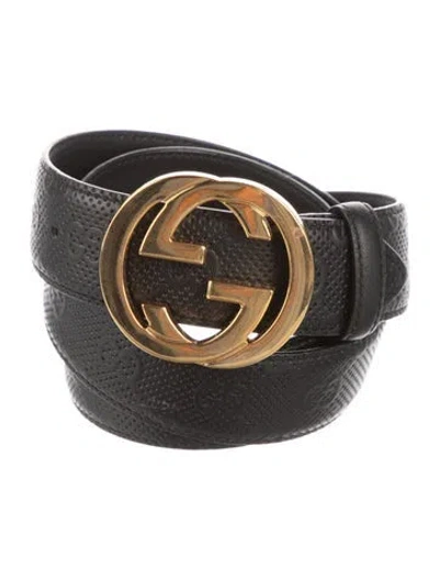 Pre-owned Gucci Leather Belt In Black