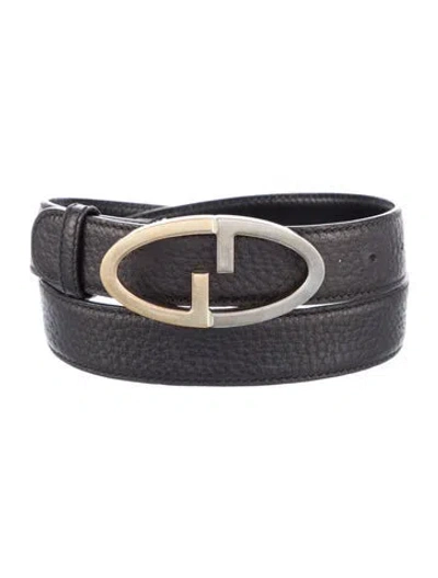 Pre-owned Gucci Leather Belt In Black