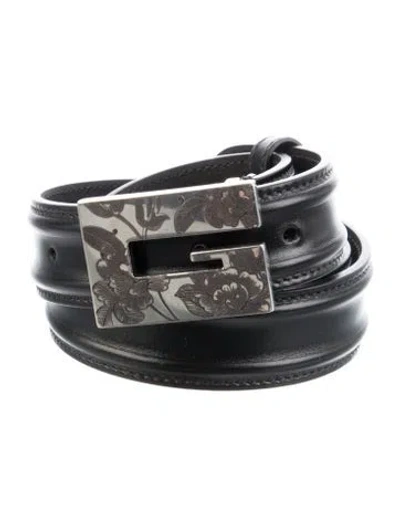 Pre-owned Gucci Leather Belt In Black