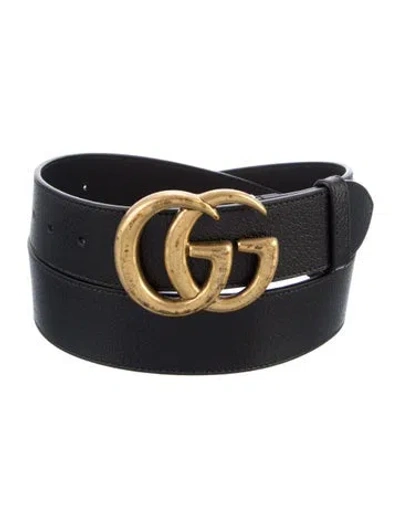 Pre-owned Gucci Leather Belt In Black