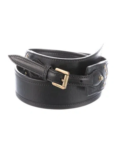 Pre-owned Gucci Leather Belt In Black