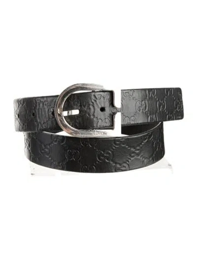 Pre-owned Gucci Leather Belt In Black