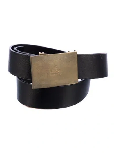 Pre-owned Gucci Leather Belt In Black